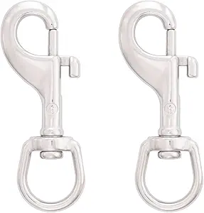 SHONAN 2.75 Inch Swivel Eye Snap Hook, 2 Pack Marine Grade Scuba Bolt Snap, Single Ended Stainless Steel Flag Clips Swivel Snaps for Scuba Diving, Flag Pole Rope, Dog Leash, Camera Strap