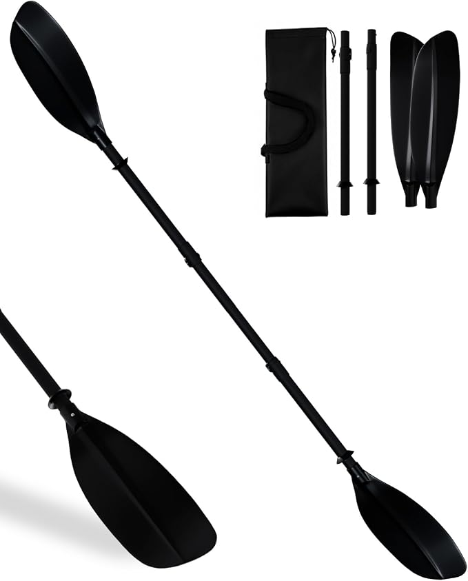 Adjustable Kayak Paddle 62–87 Inches Paddle for Kayak Stainless Steel Shaft Fiberglass Blades Non-Slip Matte Grip Kayak Oar for Youth & Adults with Carry Bag