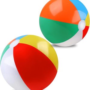 REGUICORP 2 Pack Beach Balls, 20 Inch Beach Balls, Rainbow Color Pool Toys Pool Balls for Swimming Pool, Beach Toys Inflatable Ball for Summer Parties and Water Games