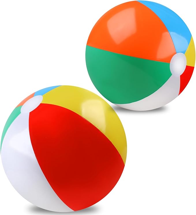 REGUICORP 2 Pack Beach Balls, 20 Inch Beach Balls, Rainbow Color Pool Toys Pool Balls for Swimming Pool, Beach Toys Inflatable Ball for Summer Parties and Water Games