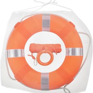 20Inch Throwable Life Preserver Ring with 98.4FT Floating Rescue Rope - Emergency Flotation Device for Boating, Pool, Lake & Beach - Swim Foam Buoy with Perimeter Line Kit
