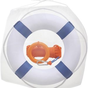 20Inch Throwable Life Preserver Ring with 98.4FT Floating Rescue Rope - Emergency Flotation Device for Boating, Pool, Lake & Beach - Swim Foam Buoy with Perimeter Line Kit
