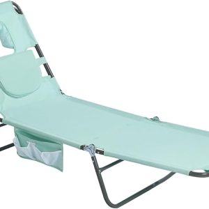SUNNYFEEL Beach Lounge Chair, Reclining Beach Chairs Lay Flat, Sun Face Down Tanning Chair, Folding Camping Chairs Portable Camp Cot with Backpack Straps for Outdoor/Picnic/Lawn