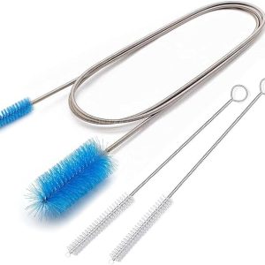 67" Flexible Drain Brush Set, Double Ended Long Hose Pipe Cleaner with 2 Pcs 8.2" Straw Cleaning Brushes, Nylon Tube Cleaner Tool for Refrigerator Defrost, Aquarium Filter, Sink Drain