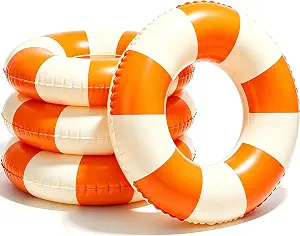 4PCS Floats for Adults Rings Striped Pool Float Large Swim Ring for Adults,35 Inch Classic Striped Teens Adult Inner Tubes Summer Beach Bachelorette Party