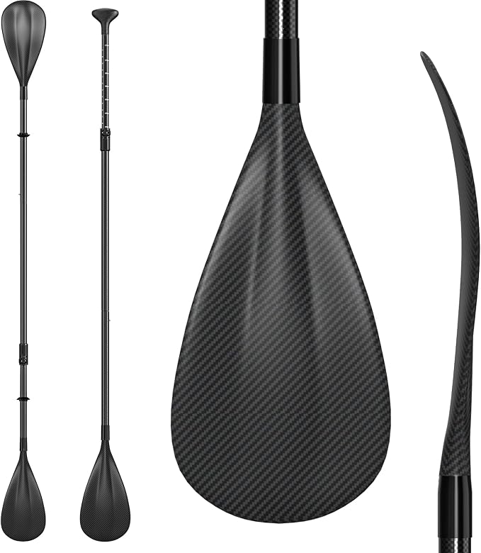 4 Piece Carbon/Aluminium SUP Paddle Kayak Telescoping Stand-up Paddleboard Paddles, Adjustable Lightweight Carbon Fiber/Aluminium Shaft 67"- 83"