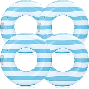 4PCS Pool Floats for Adults Rings Striped Pool Float Large Swim Ring for Adults,35 Inch Classic Striped Pool Inner Tubes for Teens Summer Beach Bachelorette Party