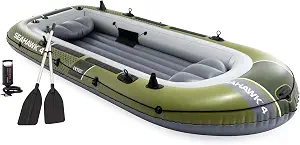 INTEX Seahawk Inflatable Boat Series: Includes Boat Oars and High-Output Pump - Fishing Rod Holders - Gear Pouch