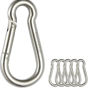 Stainless Steel Spring Snap Hook Carabiner - 304 Stainless Steel Caribeener Clips, Set of 6