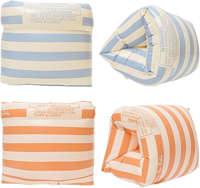 Arm Floaties for Kids and Adults - Vintage Striped Pool Arm Floats Arm Bands Inflatable Swim Floaties PVC Arm Floaty for Kids 3-5-6-12 Years
