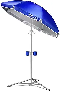 Ultimate Portable Sun Shade Umbrella – Lightweight Adjustable Outdoor Patio & Beach Umbrella with Tripod Base (Blue)