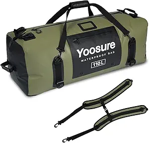 Waterproof Duffel Bag 110L - Marine Dry Bag with 700D PVC & Airtight Zipper, Extra Large Duffle Bag for Camping, Rafting, Kayaking, Boating, Car Roof Storage (Green)