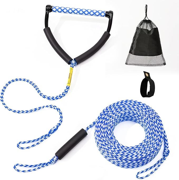 75FT Ski Ropes for Water Skiing, Floating Wakeboard Rope and Handle, Ski Tow Rope for Towable Tubing, Waterskiing, Wakeboarding, Kneeboarding