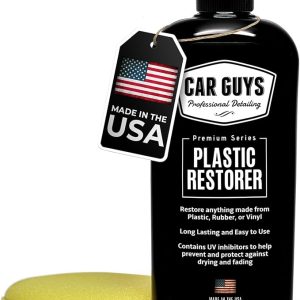 CarGuys Plastic Restorer | Bring Plastic, Rubber, and Vinyl Back to Life! | User-Friendly Trim Restorer | Safe Auto Detailing Supplies | 8 Oz Kit with Foam Applicator