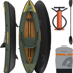 Retrospec Coaster Single & Tandem Inflatable Kayak for Adults - Blow Up Kayak, 220 & 440lb Capacity, Portable Lightweight Kayak with Paddle, Pump & Carry Bag