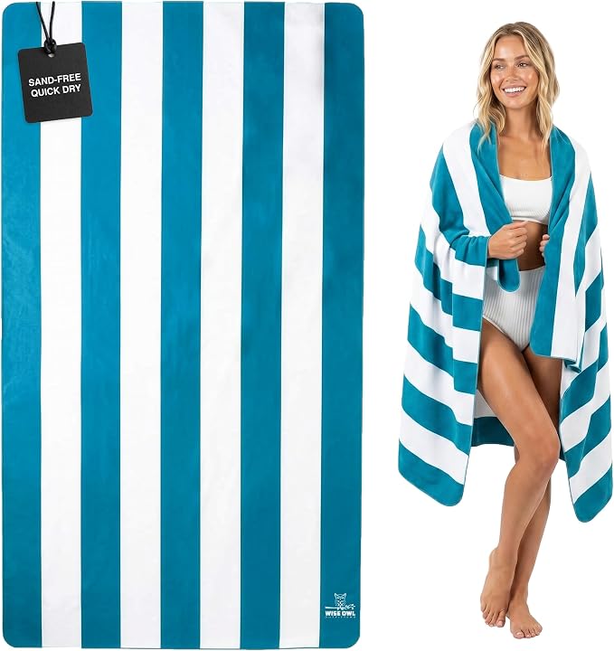 Wise Owl Outfitters Microfiber Beach Towel (7x4 ft) – Extra Large 84"x48", Quick Dry, Lightweight and Sand Free for Adults at the Beach, Pool, Gym, Yoga, or for Travel and Outdoor Use