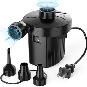 Electric Air Pump for Inflatables,Portable Quick-Fill Air Pump with 3 Nozzles,110-120V, Inflator & Deflator Pumps for Outdoor Camping, Air Mattress Beds,Boats,Inflatable Cushion,Couch,Pool Floats