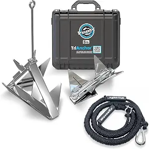 WAVESRX TriAnchor - Stainless Steel Folding PWC & Boat Anchor Kit | Sets Instantly for Effortless Boat & Jet Ski Anchoring | Compact Patent-Pending Design Grips Better Than Plow, Fluke or Box Anchor
