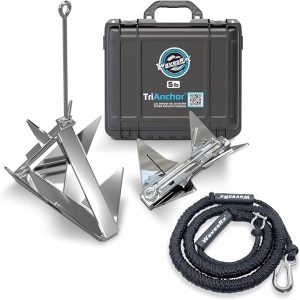 WAVESRX TriAnchor - Stainless Steel Folding PWC & Boat Anchor Kit | Sets Instantly for Effortless Boat & Jet Ski Anchoring | Compact Patent-Pending Design Grips Better Than Plow, Fluke or Box Anchor