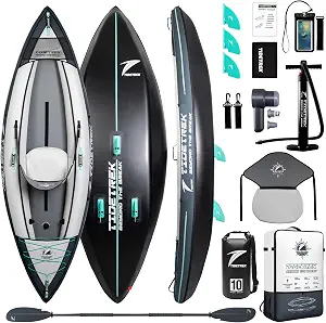 Inflatable Touring Kayak 1-Person & 2-Person with Waterproof Seat & Full Accessory Kit, Lightweight Recreational Kayak for Lake, River & Fishing