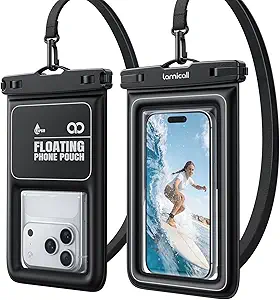 Lamicall IP68 Floating Waterproof Phone Pouch, 2 Pack Waterproof Phone Case | Water Proof Phone Pouch for iPhone 17 16 15 14 13 Pro Max, Galaxy S26 S25 S24 Ultra, Beach Cruise Travel Essentials, 4-8.5"