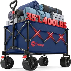 Sekey 250L Wagons Carts Foldable with Big All-Terrian Beach Wheels, Collapsible Heavy Duty Wagon, Extra Large Folding Wagon,Foldable Wagon for Camping, Garden, Sports. Royal Blue