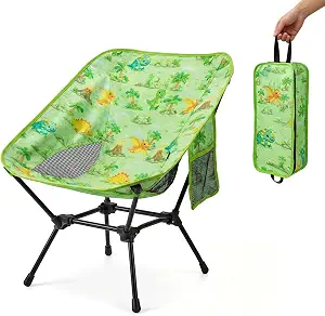 Kids Camping Chair, Kids Beach Chair, Dinosaur, Carry Bag | Lightweight kids folding chair for camping and beach trips, ideal as a toddler camping chair with durable steel frame.