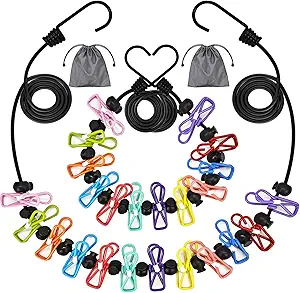 2Pcs Multicolor Portable Travel Clothesline with 12 Clothespins | Retractable Elastic Cord, Lightweight & Durable, Perfect for RV, Cruise, Hotel, Camp, Laundry Room, Indoor Outdoor Drying