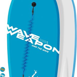 'Wave Weapon' Body Board for All Wave Conditions - Lightweight with EPS Core HDPE Slick Bottom Body Boards for Beach with Wrist Leash and Plug for Kids and Adults
