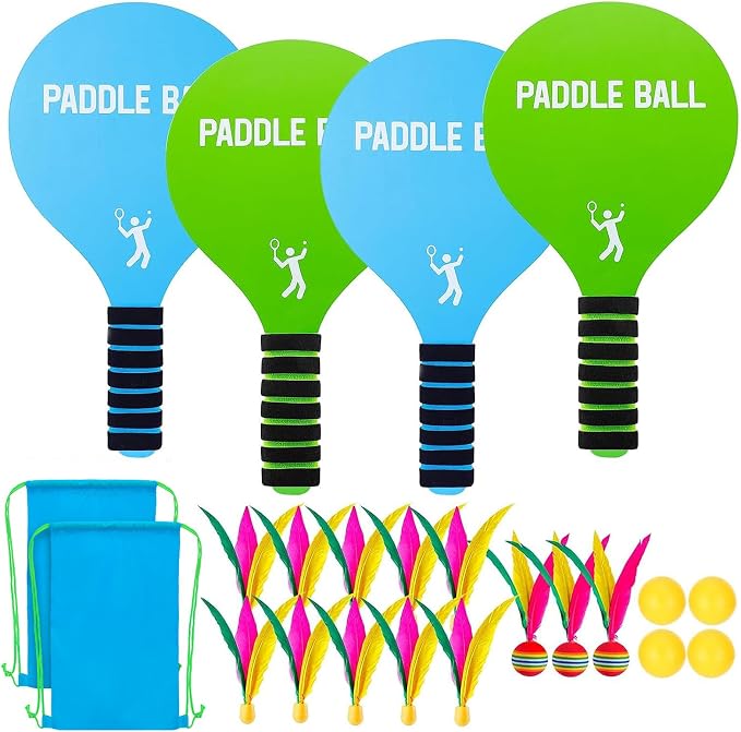 2 Sets Beach Games Paddle Ball Set, Blue Green, Medium | Funny Paddleball Rackets Game, Outdoor Sports Toys for Kids Adults Family, Yard Lawn Party Supplies, Beach Must Haves 2026