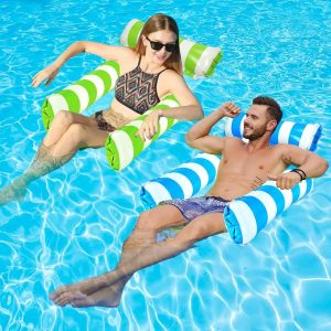 2 Pack Inflatable Pool Floats Adult,Hammock Pool Floats 4-in-1 Pool Lounges | High Toughness PVC,Portable,Foldable Pool Rafts,Headrest,Footrest,Water Hammock,Floating Chair Bed for Travel,Pool,Beach,Lake