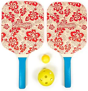 SwimWays Hydro Paddle & Pickleball Set for Ages 5+ | Improves Hand-Eye Coordination and Aim; Fully Waterproof Pickleball Set Including 2 Paddles and 2 Balls for Customized Play