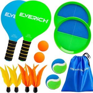 Toss and Catch Ball Set & Paddle Ball, Outdoor Games for Family | Beach Pool Toys Sticky Paddle for Kids Adults, Outside Family Lawn Yard Games for Boys Girls 3 4 5 6 7 8 9 10 11 12 Years Old