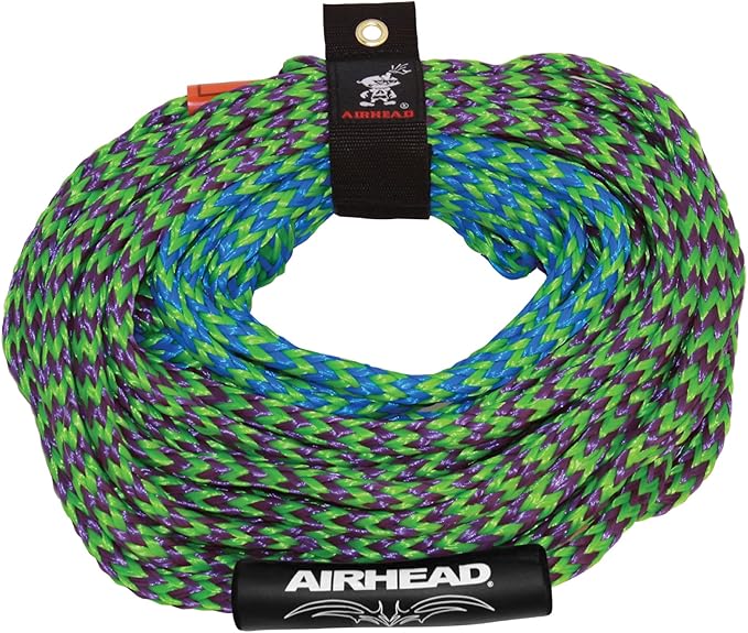 Airhead 1-4 Person Tow Rope for Towable Tubes, 60 ft Heavy Duty 2-Section Boat Towline for Tubing, UV Resistant 16 Strand Polypropylene with Rope Keeper, up to 4,100 lb Break Strength
