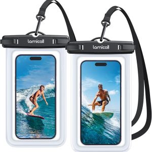 Lamicall Waterproof Phone Pouch, [2 Pack] IPX8 Water Proof Cell Phone Case | Beach & Cruise Essentials, Touch Screen, Dry Bag for iPhone 17 16 15 14 13 12 11 Pro Max Plus, Galaxy S25, for 7" with Case