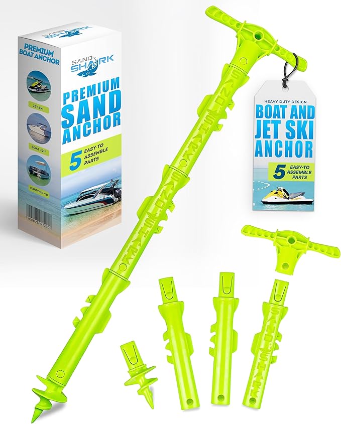 SandShark New Sport Boat Anchor and Jet Ski Anchor. Shallow Water Anchor Pole for Boat and PWC. Sand Anchor Kit for Boat and Kayak Anchor System. Easy Storage, High-Strength ABS