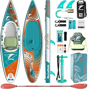 Inflatable Touring Kayak with Waterproof Seat & Premium Accessories, 11'3" x 35" x 8" Ultra-Stable SUP Kayak Hybrid, Non-Slip Comfort Deck for Adults & Youth