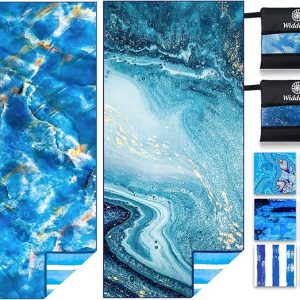 Widdonen Microfiber Beach Towel,Extra Large 2 Pack-71x32 with Bag Travel | Lightweight,Thin,Sand Free,Absorbent,Quick Dry.Compact for Camping,Swim,Pool,Bath,Picnic,Gym,Cruise Essentials Adult Gifts
