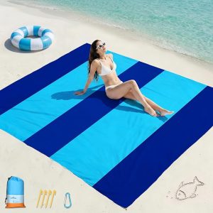 Beach Blanket Waterproof Sandproof 78''X81''/10'X9' Oversized Big Blanket | Sand Free Large Blanket for Beach,Waterproof Picnic Hiking Blankets with Stakes, Lightweight Foldable Beach Towel Accessories