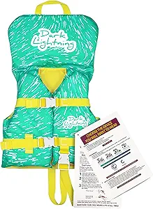 Dark Lightning USCG Approved Infant Life Jacket 0-30 lbs, Toddler Swim Vest and Baby Life Vest for 1-3 Years, 20-30 lbs, Headrest, Leg Strap and Grab Handle