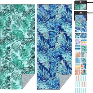 2 Pack Microfiber Beach Towel, Oversized Pool Towel 75”x 35”, Sand-Free Quick Drying Camping Super Absorbent Bath Blanket, Soft Breathable and Lightweight | Extra Large Beach Towel, Sand-Free Pool & Travel Towels for Adults, Soft Breathable and Lightweight