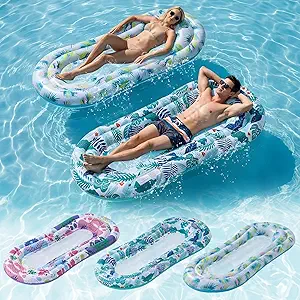 Stonful 3 Pack Inflatable Pool Floats Lounger, Pool Rafts for Adults | Thickened PVC, Multicolor, Water Hammock, Cooling Mesh, Giant Pool Floaties for Tanning, Pool Party, Beach, Lake